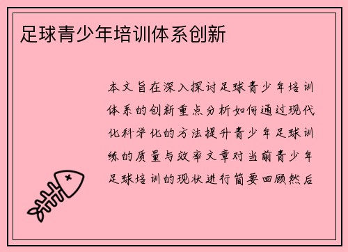 足球青少年培训体系创新